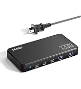 Flat USB C Charging Hub 120W, 5-Port GaN Charging Station for Multiple Devices, 100W USB-C Charge...