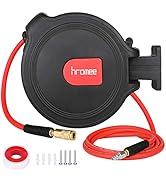 Hromee Air Compressor Hose Reel with Automatic Retractable Enclosed 3/8 Inch × 50 Feet Hybrid Pne...