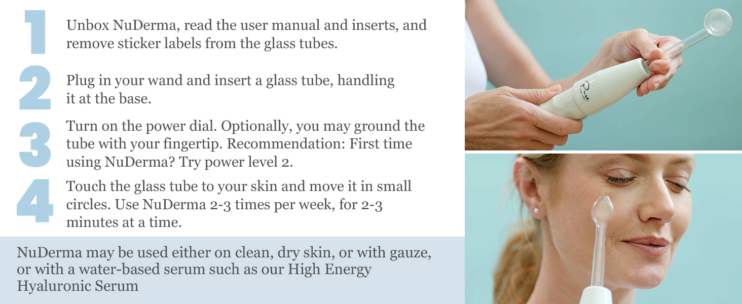 NuDerma Portable Handheld High Frequency Skin Therapy Wand Machine w/Neon – Anti-Aging 