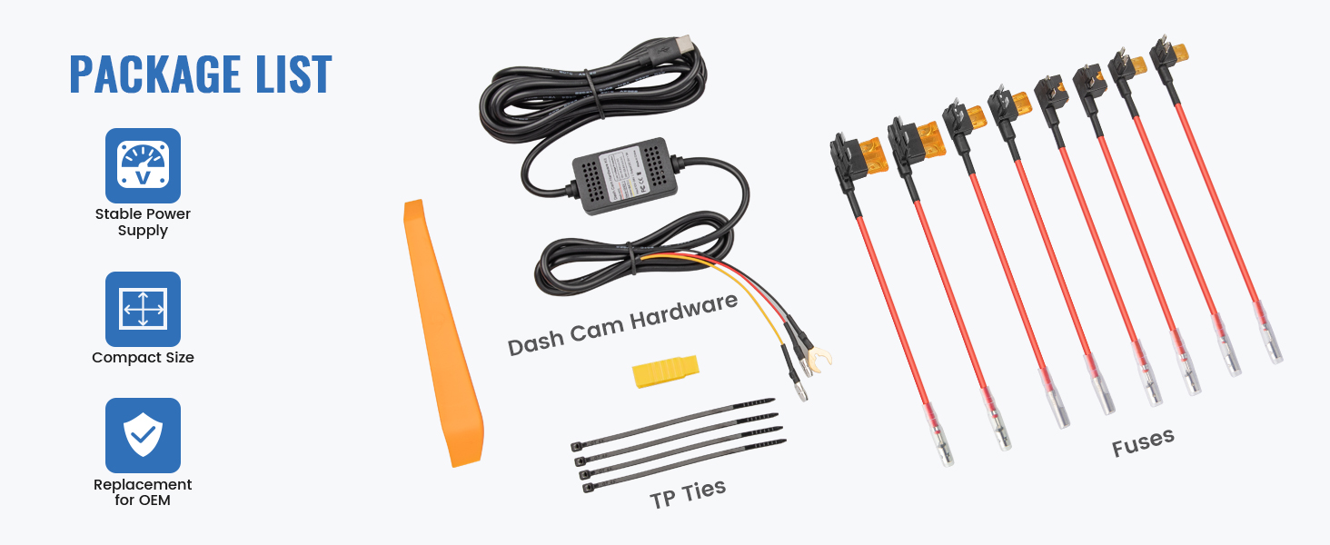 Hardwire kit with USB C Type-c plug for dash camera dashcam recording camera