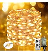 btfarm Fairy Lights Plug in with Remote, 33FT 100 LED Outdoor Twinkle Lights Waterproof with Time...