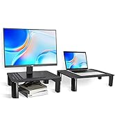Pholiten 2 Pack Monitor Stand Riser, 3 Height Adjustable Monitor Stand for Computer, Laptop, Prin...