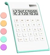 Teal Calculator, UPIHO Green Office Supplies and Accessories, 10 Digits Solar Battery Basic Offic...