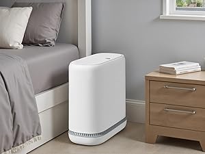 white bedroom trash can