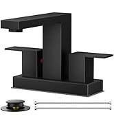 FORIOUS Black Bathroom Faucet Centerset 2 Hole, Square 4 Inch Matte Black Centerset Bathroom Sink...