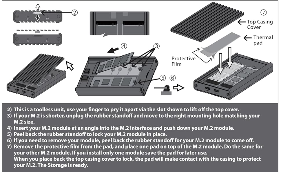 describe easy tooless installation with steps to install M.2 NVMe