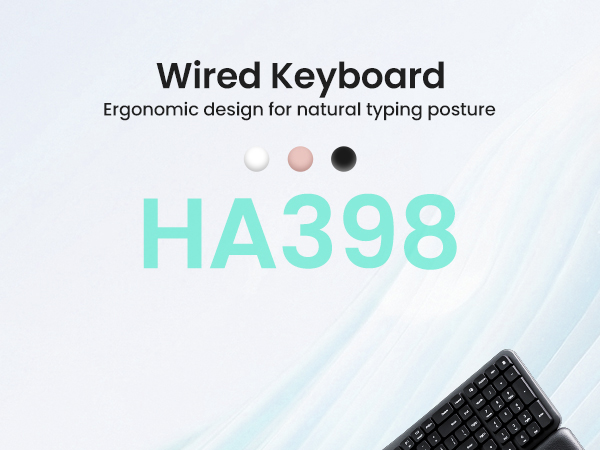 Ergonomic Keyboard Wired Split Design Palm Rest Volcano Keycaps Natural Typing Type C USB Plug