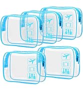 Clear Toiletry Bag, F-color 5 Pack TSA Approved Toiletry Bag Quart Size Bag, Travel Makeup Cosmet...