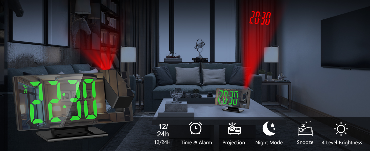ORIA Projection Alarm Clock, Newest LED Electronic Alarm Clock