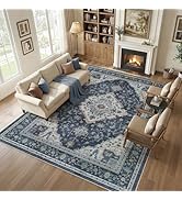 10x12 Living Room Area Rugs, Vintage Washable Rugs Non-Slip Large Carpet for Bedroom Office Dinin...