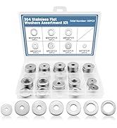 DALQUIS 304 Stainless Steel Fender Washer Assortment Kit, 7 Sizes Metal Flat Washers Set for Home...