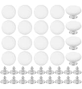 BENECREAT 24 Pcs 0.55 Inch Baseball Cap Button, Top Replacement Hats Button White Cloth Covered f...
