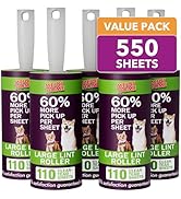 Large Lint Rollers for Pet Hair Extra Sticky, 550Sheets Mega Value Set Lint Roller with 5 Upgrade...
