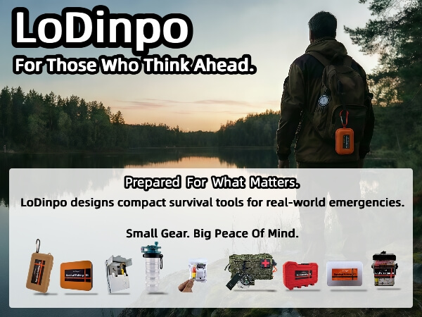 LoDinpo gear for emergency preparedness, outdoor survival, camping, hiking and bug out bags.