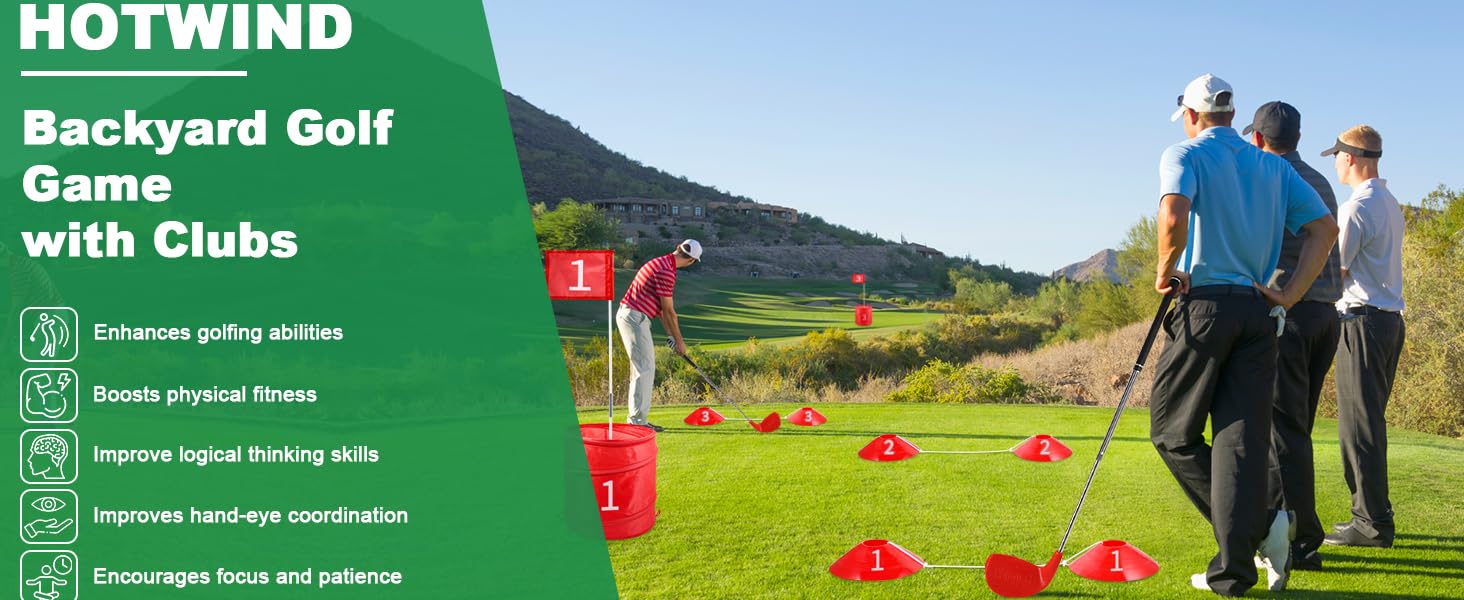 bucket golf game set with clubs