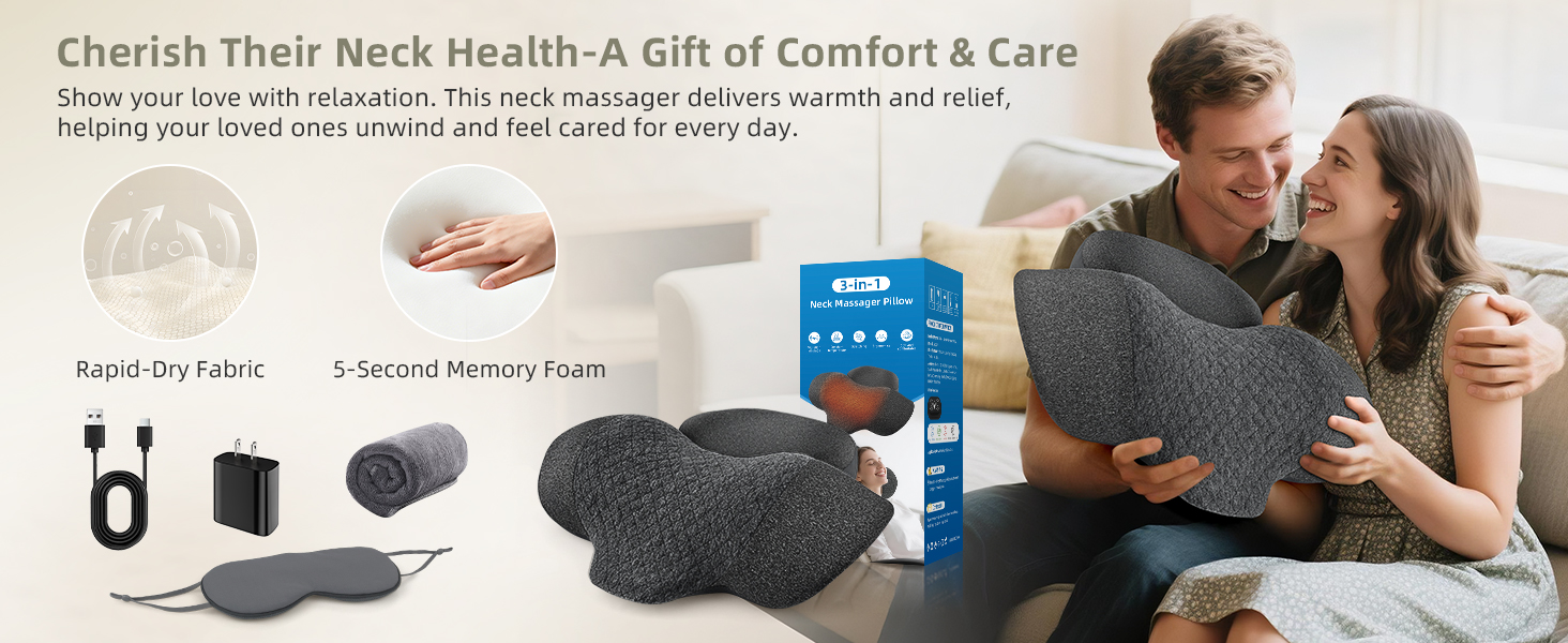 Upgraded Neck Massager Pillow, Traction Massage with Heat