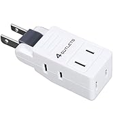 SYCON 2 Prong Swivel Wall Adapter, Electrical 4 Way Outlet Expander plug, Multi Plug Extender Spl...