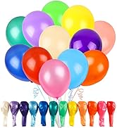RUBFAC 120 Balloons Assorted Color 12 Inches Rainbow Latex Balloons, Multicolor Bright Balloons f...