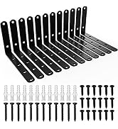 LEOPO 12 Pack Corner Brace, 5 x 3 Inch Black Shelf Bracket, Heavy Duty Steel L Corner Bracket