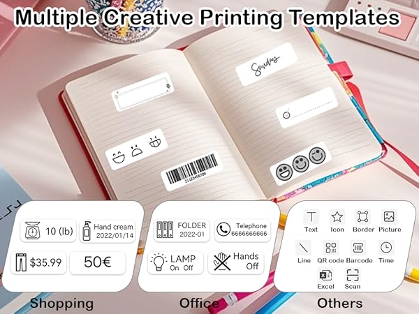 Label Maker Machine with Tape Bluetooth Label Printer, Portable Thermal Printer,Sticker Maker