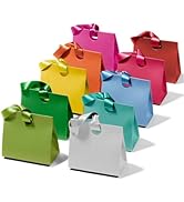 Vitalizart Paper Gift Bags With Ribbon Handles Set of 10 Assorted Colors Bulk Reusable For Gift W...