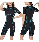 OMGear Wetsuit Women Men 2mm Neoprene Dive Shorty Wet Suit Thermal Short Sleeve Swimsuit for Adul...