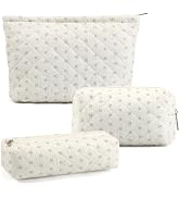 3 Pcs Makeup Bag Cosmetic Bag Set for Girls Women Checkered Travel Organizer Bathroom Toiletry Po...