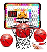 VATOS Basketball Hoop Indoor for Kids, Light up Basketball Hoops with 6 Color LED Lighting, Remot...