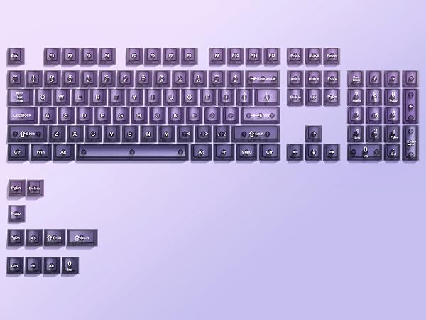 Gradient Purple Frosted keycaps,Translucent Jelly Key caps Set,Shine Through Key caps,Cherry Profile