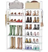 Mavivegue Metal Shoe Rack Organizer, 7 Tiers Tall Shoe Shelf Storage, Vertical Large Boot Rack, S...