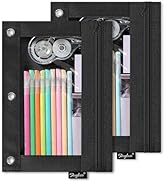 SKYDUE Pencil Pouch for 3 Ring Binder, Zipper Pencil Pouches for Girls Boys, Clear Window Pencil ...