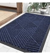 Smiry Front Door Mat Outside Entrance, Heavy Duty Natural Rubber Mat, Sturdy Trap Dirt and Moistu...
