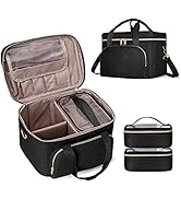 Prokva Travel Makeup Bag with 2 Pouches and Adjustable Dividers, Large Cosmetic Case Make up Orga...