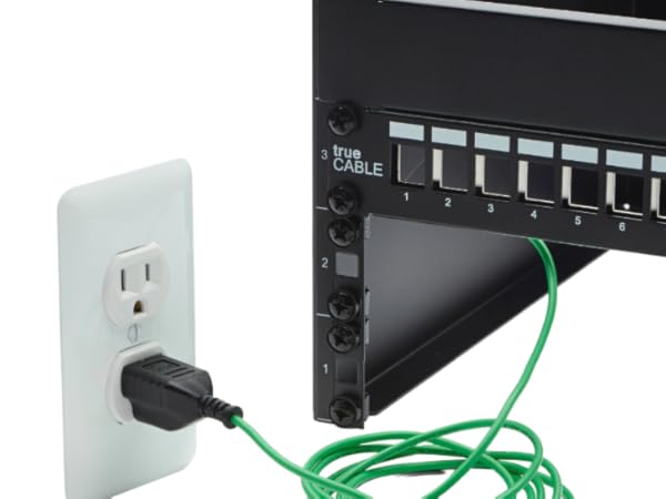 trueCABLE Shielded Ethernet Patch Panel bonding exmaple with wall plug