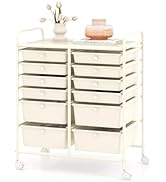 ARLIME 12-Drawer Rolling Storage Cart, 12 Drawer Organizer Trolley, Scrapbook Paper Organizer, Su...