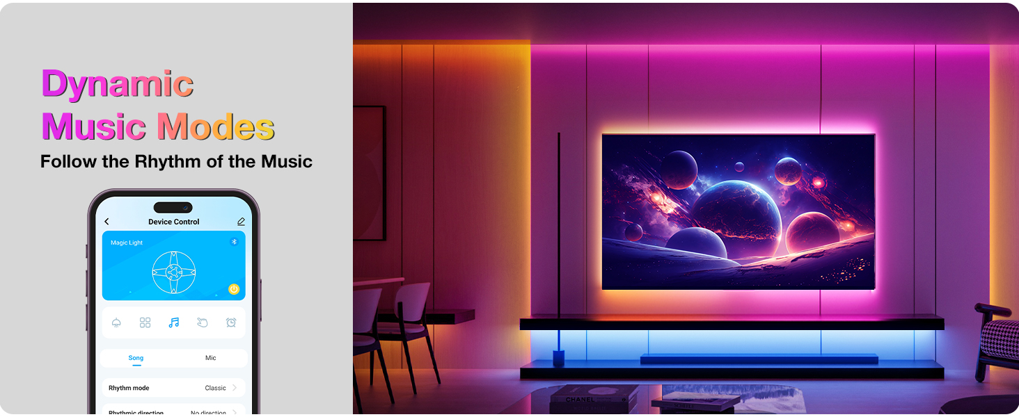 LED lights for bedroom Music Modes