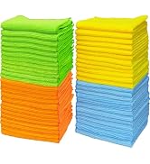 Simple Houseware 12" x 12" Microfiber Cleaning Cloth 50 Pack, 4 Colors