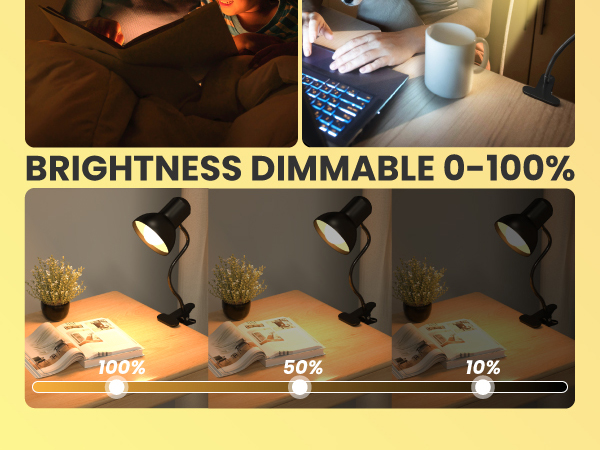 Rechargeable Reading Light Clip on Bed Cordless Desk Lamp Flexible Clip Light Kids Bedroom Camping