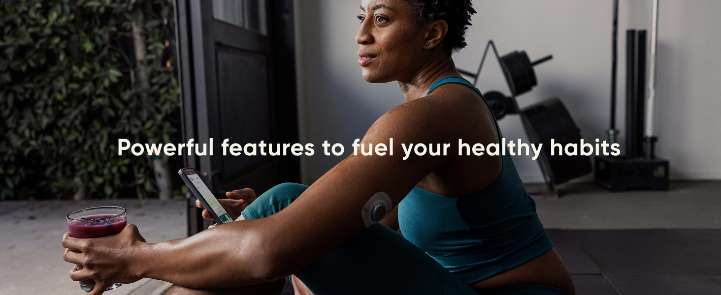 Stelo by Dexcom. Powerful features to fuel your healthy habits. Woman with smoothie after yoga.