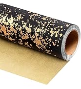 MAYPLUSS Black Wrapping Paper Roll, Reversible Gold gift Wrap with 3D Snowflake for Mens Boys Bir...