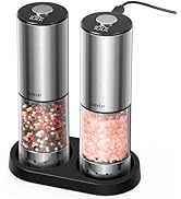 Rechargeable Electric salt and pepper grinder set with Storage Base,Automatic Refillable Salt and...