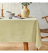Karseteli Natural Linen Rectangle Tablecloth, Slubby Textured Lightweight Table Cloth 60 x 84 Inc...