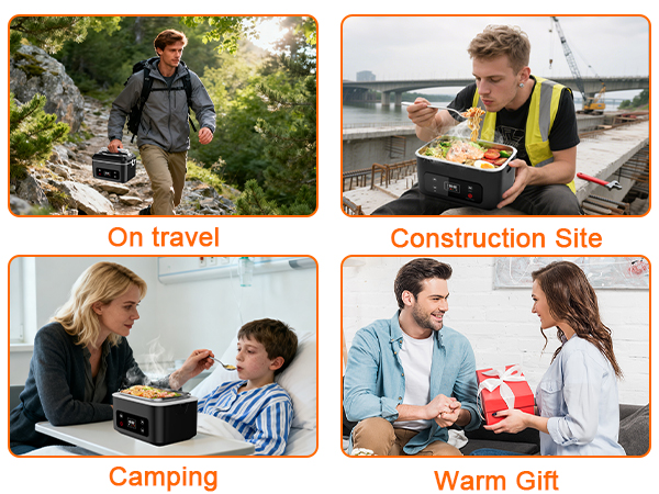 Cordless Electric Lunch Box for Adults, Heated Lunch Box Battery Powered with Automatic Heating