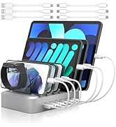 Fast Charging Station for Devices, MSTJRY 90W 6-Port Charging Dock with 3PCS PD 20W USB-C Designe...