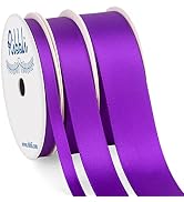 Ribbli 3 Rolls Purple Satin Ribbon Double Faced,Total 30 Yards,(1/4 Inch x 10-Yard,5/8 Inch x 10-...
