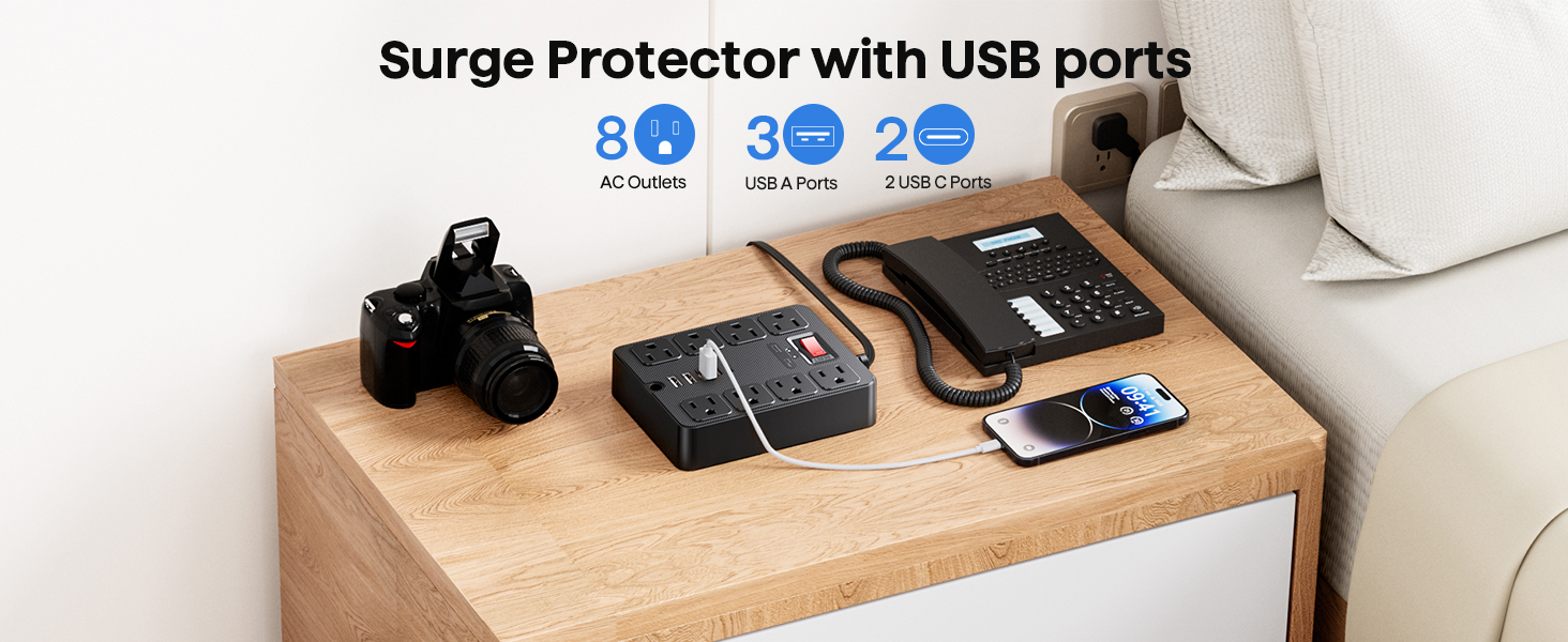Surge Protector With USB Ports