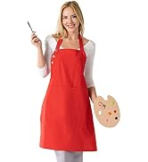 TOSHE Kitchen Apron Waterdrop Resistant Cotton Apron with adjustable Aprons for Women with Pocket...