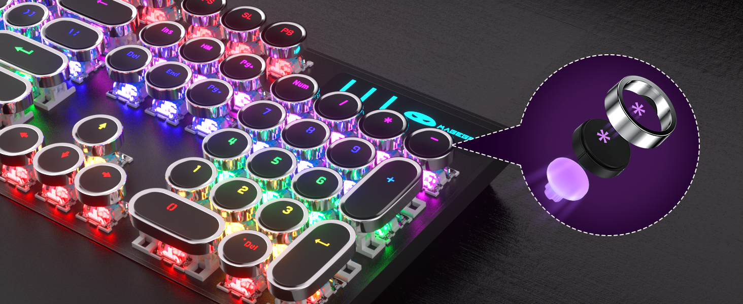 Black Retro Punk Gaming Keyboard