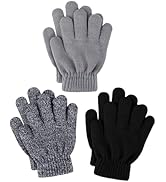 Glooarm 3 Pairs Kids Gloves Winter Gloves Thick Cashmere Magic Gloves Knit Stretchy Warm Gloves B...