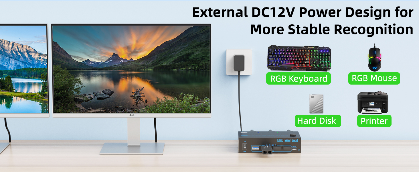 8K Displayport HDMI Dual Monitor KVM Switch